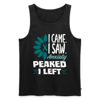 Teal Ribbon PTSD Stress Anxiety Disorder - Men's Premium Organic Tank Top - black - Front - Michal (187cm)