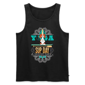 SUP paddleboarding Stand Up Paddle Hunde Yoga - Männer Premium Bio Tank Top - Schwarz - Vorne - AI Model Male 178 light (178cm)