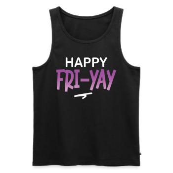 Happy Fri Yay Teacher Weekend Funny Meme - Men's Premium Organic Tank Top - black - Front - AI Model Male 178 light (178cm)