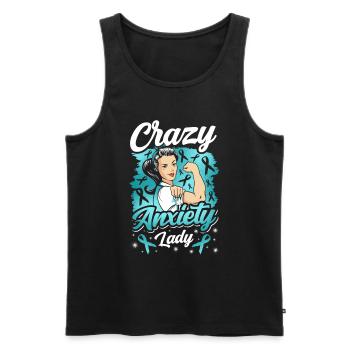 Teal Ribbon PTSD Stress Anxiety Disorder - Men's Premium Organic Tank Top - black - Front - Michal (187cm)