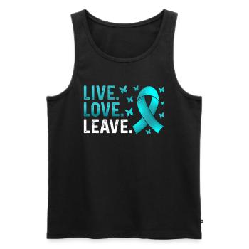 Teal Ribbon PTSD Stress Anxiety Disorder - Men's Premium Organic Tank Top - black - Front - Michal (187cm)