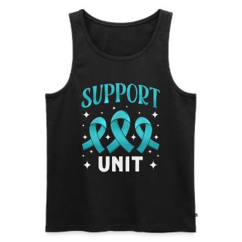 Teal Ribbon PTSD Stress Anxiety Disorder - Men's Premium Organic Tank Top - black - Front - Michal (187cm)
