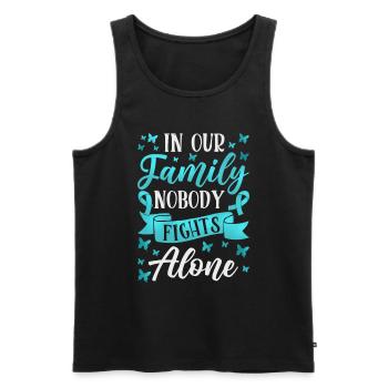 Teal Ribbon PTSD Stress Anxiety Disorder - Men's Premium Organic Tank Top - black - Front - Michal (187cm)