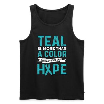 Teal Ribbon PTSD Stress Anxiety Disorder - Men's Premium Organic Tank Top - black - Front - Michal (187cm)