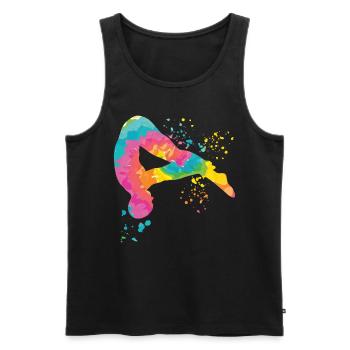Plongeon, Plongeon synchronisé, Saut artistique - Débardeur bio Premium Homme - noir - Devant - AI Model Male 178 light (178cm)