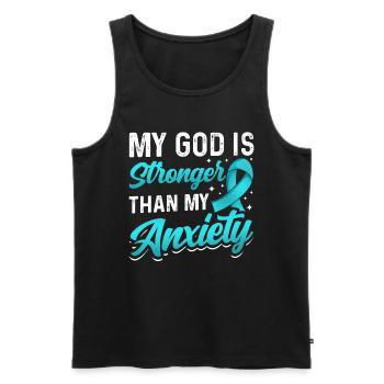 Teal Ribbon PTSD Stress Anxiety Disorder - Men's Premium Organic Tank Top - black - Front - Michal (187cm)