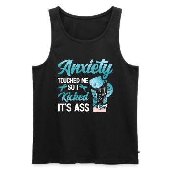 Teal Ribbon PTSD Stress Anxiety Disorder - Men's Premium Organic Tank Top - black - Front - Michal (187cm)
