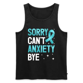 Teal Ribbon PTSD Stress Anxiety Disorder - Men's Premium Organic Tank Top - black - Front - Michal (187cm)