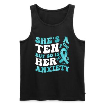 Teal Ribbon PTSD Stress Anxiety Disorder - Men's Premium Organic Tank Top - black - Front - Michal (187cm)