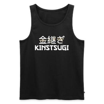 Kintsugi Kintsukuroi Japon imparfait - Débardeur bio Premium Homme - noir - Devant - AI Model Male 178 light (178cm)