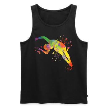 Plongeon, Plongeon synchronisé, Saut artistique - Débardeur bio Premium Homme - noir - Devant - AI Model Male 178 light (178cm)
