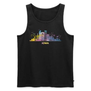 Iowan's Skyline Cityscape Iowa - Men's Premium Organic Tank Top - black - Front - AI Model Male 178 light (178cm)