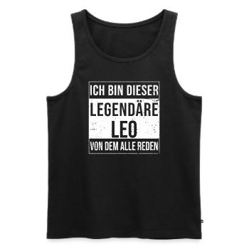 Je suis cette légende pour Leo - Débardeur bio Premium Homme - noir - Devant - Michal (187cm)