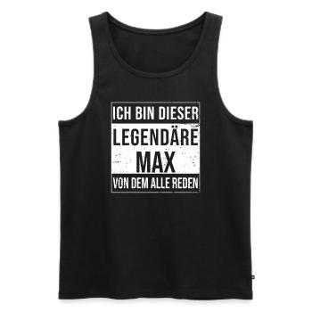 Je suis cette légende pour Max - Débardeur bio Premium Homme - noir - Devant - Michal (187cm)