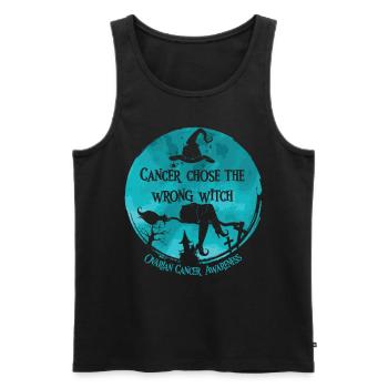 Cancer Sorcière Sarcelle d’hiver Cancer de l’ovaire - Débardeur bio Premium Homme - noir - Devant - AI Model Male 178 light (178cm)