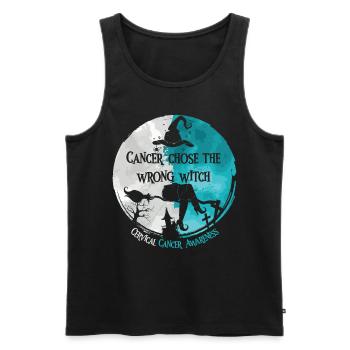 Cancer Witch Teal White Cervical Cancer - Men's Premium Organic Tank Top - black - Front - Michal (187cm)