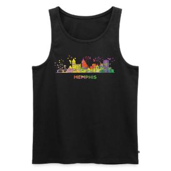 Memphean Skyline Memphis - Männer Premium Bio Tank Top - Schwarz - Vorne - Michal (187cm)