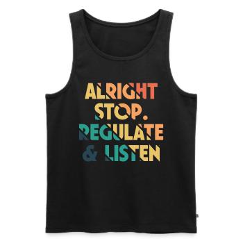 Quitting, regulating, and listening teachers - Men's Premium Organic Tank Top - black - Front - AI Model Male 178 light (178cm)