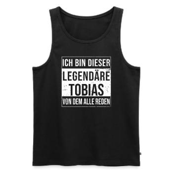 Je suis cette légende pour Tobias - Débardeur bio Premium Homme - noir - Devant - Michal (187cm)