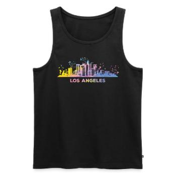 La ligne d’horizon d’Angeleno à Los Angeles - Débardeur bio Premium Homme - noir - Devant - AI Model Male 178 light (178cm)