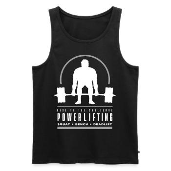 Powerlifting Deadlift - Rise to The Challenge - Men's Premium Organic Tank Top - black - Front - AI Model Male 178 light (178cm)