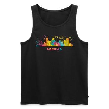 Memphean Skyline Memphis - Männer Premium Bio Tank Top - Schwarz - Vorne - Michal (187cm)
