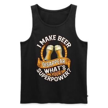Je fais disparaître la bière Bière - Débardeur bio Premium Homme - noir - Devant - AI Model Male 178 light (178cm)