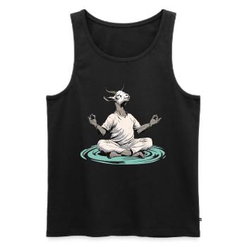 Goat yoga meditation, yoga class, yoga - Men's Premium Organic Tank Top - black - Front - AI Model Male 178 light (178cm)