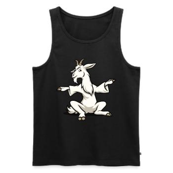 Goat yoga meditation, yoga class, yoga - Men's Premium Organic Tank Top - black - Front - AI Model Male 178 light (178cm)