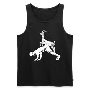 Goat yoga meditation, yoga class, yoga - Men's Premium Organic Tank Top - black - Front - AI Model Male 178 light (178cm)