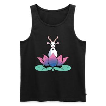 Goat yoga meditation, yoga class, yoga - Men's Premium Organic Tank Top - black - Front - AI Model Male 178 light (178cm)