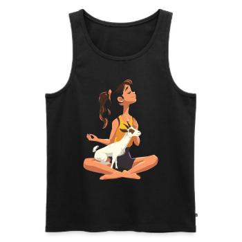 Goat yoga meditation, yoga class, yoga - Men's Premium Organic Tank Top - black - Front - AI Model Male 178 light (178cm)