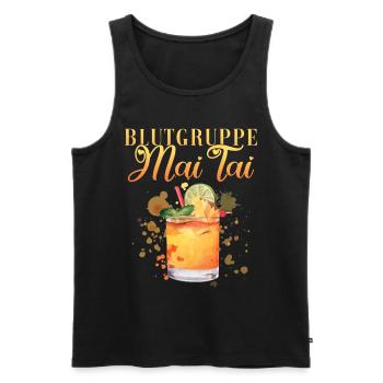 Groupe sanguin Mai Tai Enterrement de vie de jeune fille Barman - Débardeur bio Premium Homme - noir - Devant - Michal (187cm)