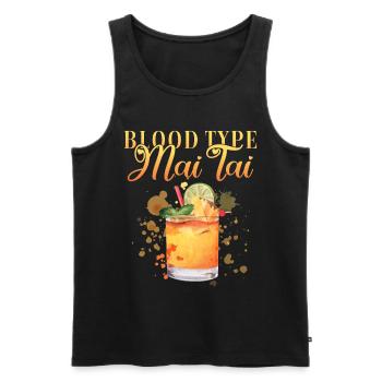 Groupe sanguin Mai Tai Enterrement de vie de jeune fille Barman - Débardeur bio Premium Homme - noir - Devant - Michal (187cm)