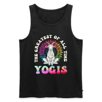 Goat yoga meditation, yoga class, yoga - Men's Premium Organic Tank Top - black - Front - AI Model Male 178 light (178cm)