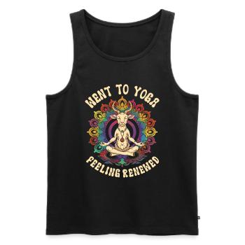 Goat yoga meditation, yoga class, yoga - Men's Premium Organic Tank Top - black - Front - AI Model Male 178 light (178cm)