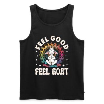 Goat yoga meditation, yoga class, yoga - Men's Premium Organic Tank Top - black - Front - AI Model Male 178 light (178cm)