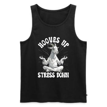 Goat yoga meditation, yoga class, yoga - Men's Premium Organic Tank Top - black - Front - AI Model Male 178 light (178cm)