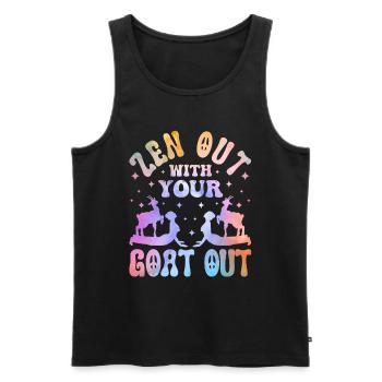 Goat yoga meditation, yoga class, yoga - Men's Premium Organic Tank Top - black - Front - AI Model Male 178 light (178cm)