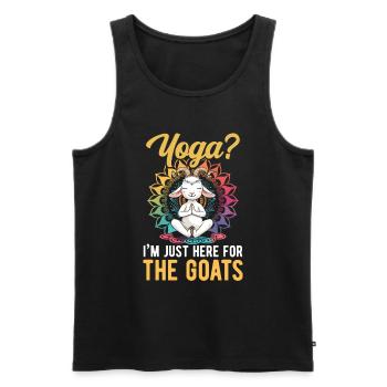 Goat yoga meditation, yoga class, yoga - Men's Premium Organic Tank Top - black - Front - AI Model Male 178 light (178cm)