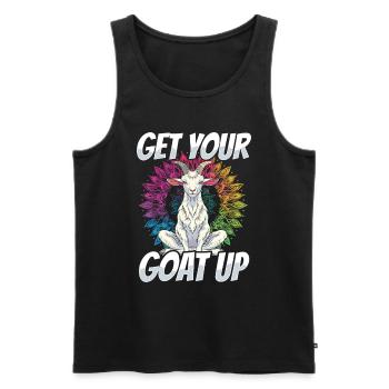 Goat yoga meditation, yoga class, yoga - Men's Premium Organic Tank Top - black - Front - AI Model Male 178 light (178cm)