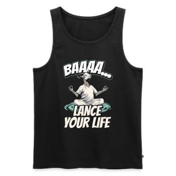 Goat yoga meditation, yoga class, yoga - Men's Premium Organic Tank Top - black - Front - AI Model Male 178 light (178cm)