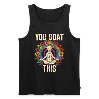 Goat yoga meditation, yoga class, yoga - Men's Premium Organic Tank Top - black - Front - AI Model Male 178 light (178cm)