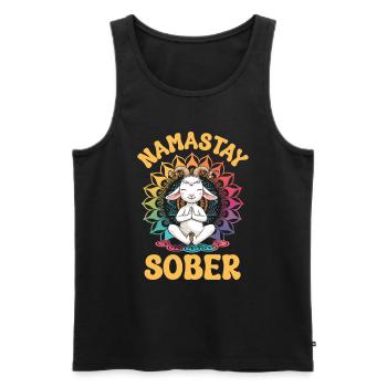 Goat yoga meditation, yoga class, yoga - Men's Premium Organic Tank Top - black - Front - AI Model Male 178 light (178cm)