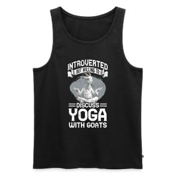 Goat yoga meditation, yoga class, yoga - Men's Premium Organic Tank Top - black - Front - AI Model Male 178 light (178cm)
