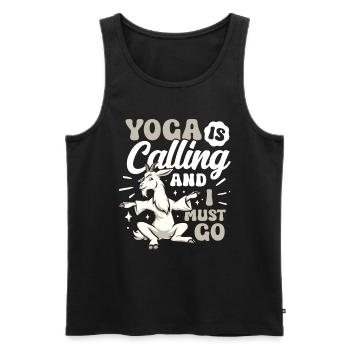 Goat yoga meditation, yoga class, yoga - Men's Premium Organic Tank Top - black - Front - AI Model Male 178 light (178cm)