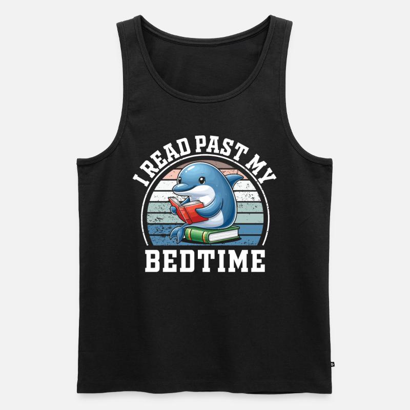 Ich Lese Nach Der Schlafenszeit Lesen Delfin - Männer Premium Bio Tank Top - Schwarz