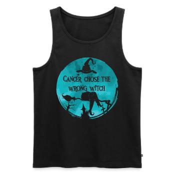 Cancer has the wrong witch Ovarian cancer - Men's Premium Organic Tank Top - black - Front - AI Model Male 178 light (178cm)