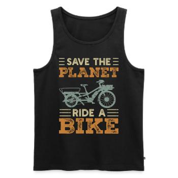 Save The Planet Vélo cargo Vélo cargo - Débardeur bio Premium Homme - noir - Devant - AI Model Male 178 light (178cm)
