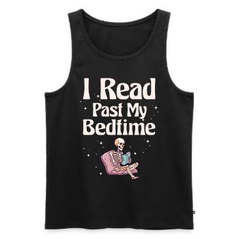 Je lis skeleton après le coucher - Débardeur bio Premium Homme - noir - Devant - AI Model Male 178 light (178cm)